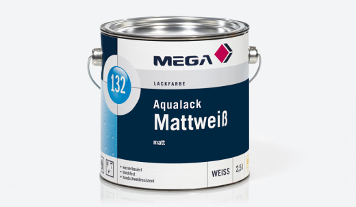 Aqualack Mattweiß 132, 2,50 Liter, Mega